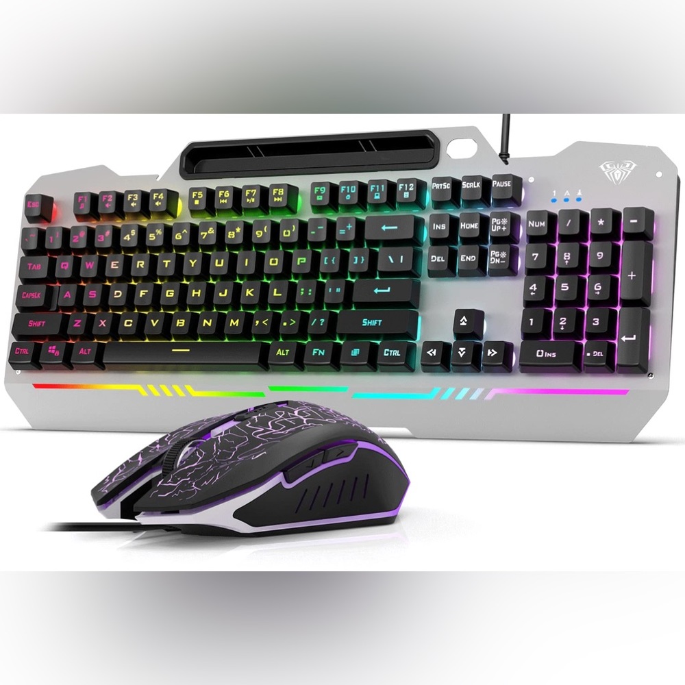 RGB Backlit Gaming Keyboard Mouse Combo, Wired Gaming Set